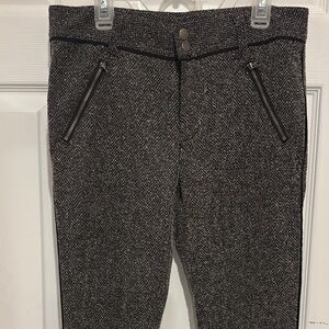 Free People Black & White Herringbone Slim Pants